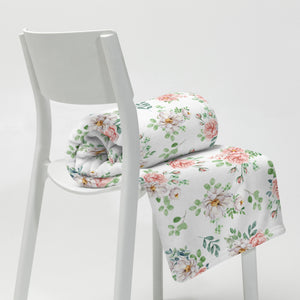 English Rose Throw Blanket, 50" x 60" [White]