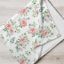 Load image into Gallery viewer, English Rose Throw Blanket, 50&quot; x 60&quot; [White]