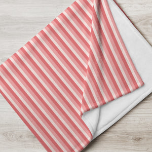 Rose Pink Striped Silky Soft Throw Blanket, 50" x 60"