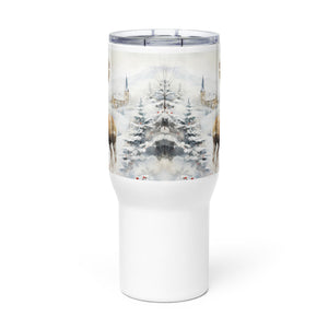 Winter Wonderland Stag Travel Mug With Handle, 25 Oz