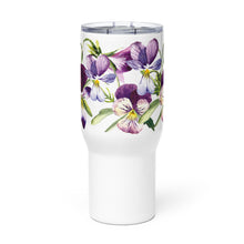 Load image into Gallery viewer, Purple Wild Pansy Travel Mug With Handle, 25 Oz