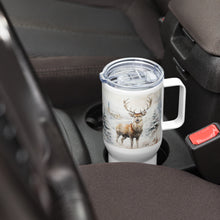 Load image into Gallery viewer, Winter Wonderland Stag Travel Mug With Handle, 25 Oz