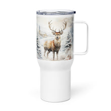 Load image into Gallery viewer, Winter Wonderland Stag Travel Mug With Handle, 25 Oz