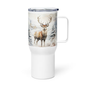 Winter Wonderland Stag Travel Mug With Handle, 25 Oz