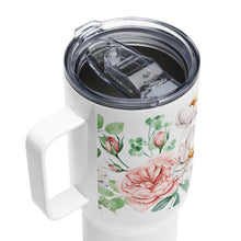 Load image into Gallery viewer, English Rose Travel Mug With Lid &amp; Handle, 25 Oz