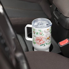 Load image into Gallery viewer, English Rose Travel Mug With Lid &amp; Handle, 25 Oz