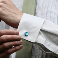 Load image into Gallery viewer, Handcrafted Mere Glass Square Cufflinks [Pink or Blue]