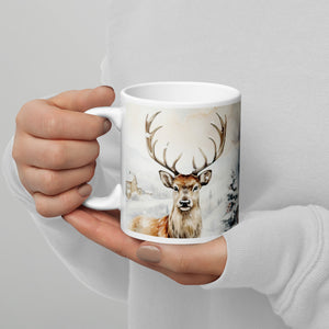 Neutral Winter Wonderland Stag Coffee Mug, 11 Oz