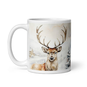 Neutral Winter Wonderland Stag Coffee Mug, 11 Oz