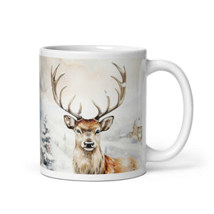 Neutral Winter Wonderland Stag Coffee Mug, 11 Oz