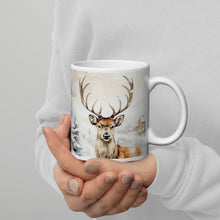 Load image into Gallery viewer, Neutral Winter Wonderland Stag Coffee Mug, 11 Oz