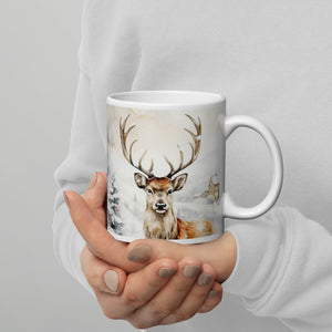 Neutral Winter Wonderland Stag Coffee Mug, 11 Oz