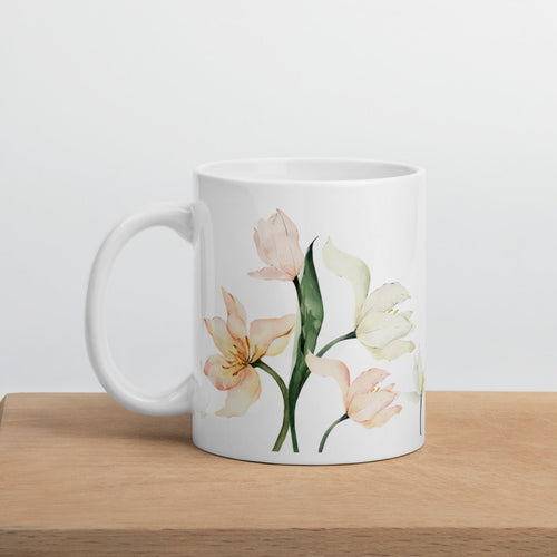 Tulips White Glossy Mug