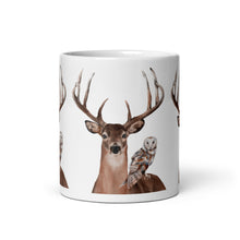 Load image into Gallery viewer, Stag &amp; Barn Owl White Glossy Mug