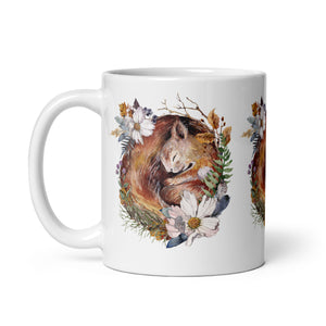 Sleeping Squirrel White Glossy Mug