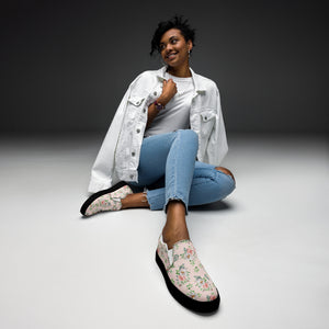 Women’s Rose Print Slip-On Canvas Shoes
