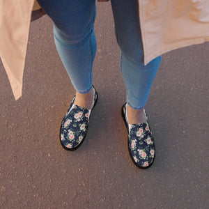 Women’s Rose Print Slip-On Canvas Shoes