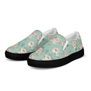 Women’s Rose Print Slip-On Canvas Shoes