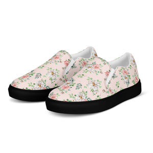 Women’s Rose Print Slip-On Canvas Shoes
