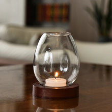 Load image into Gallery viewer, Glass Candle Holder With Wooden Base