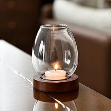 Load image into Gallery viewer, Glass Candle Holder With Wooden Base